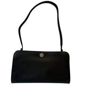 The Row Shoulder Clutch Black Leather Removable Strap Brand Magnetic Logo Zipper